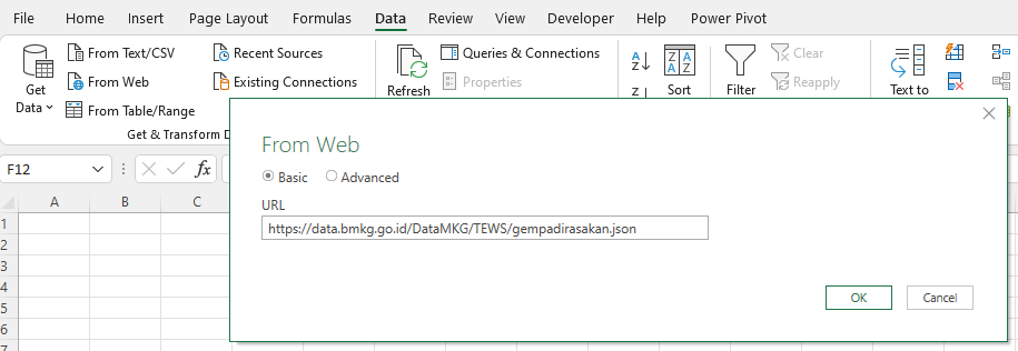 Koneksi data dari API BMKG menggunakan Power Query